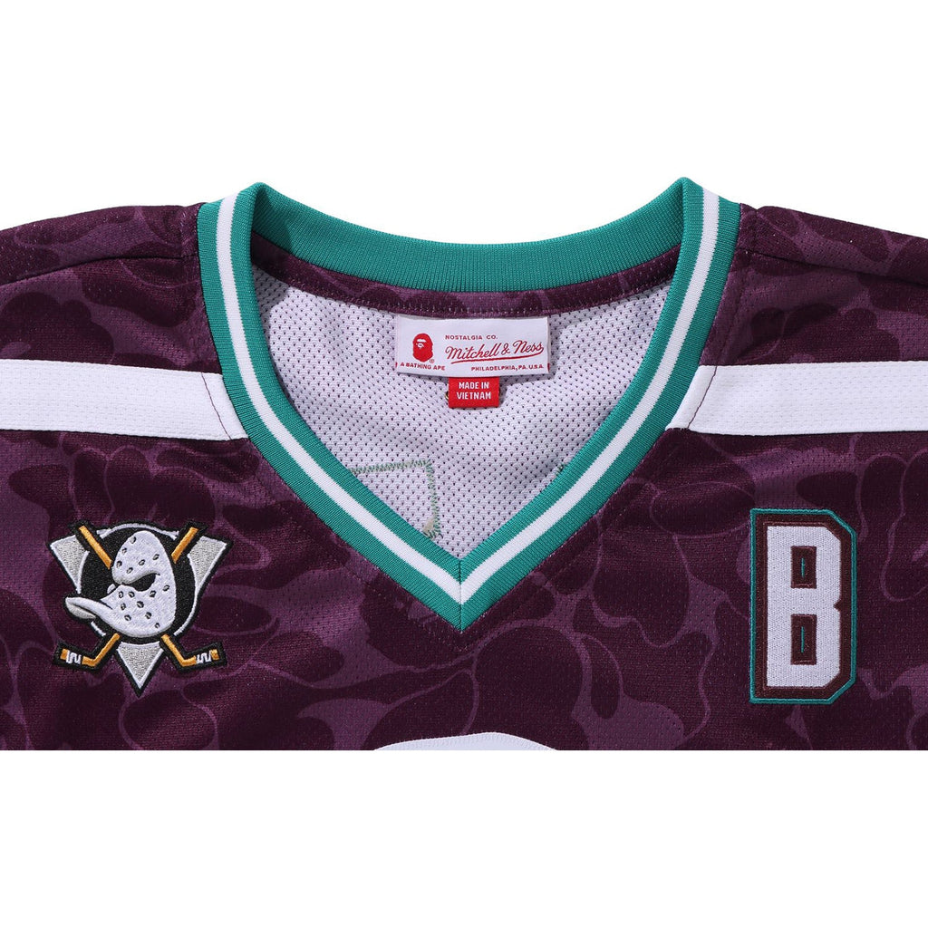 BAPE X MITCHELL & NESS NHL ANAHEIM DUCKS MESH HOCKEY JERSEY L/S TEE MENS