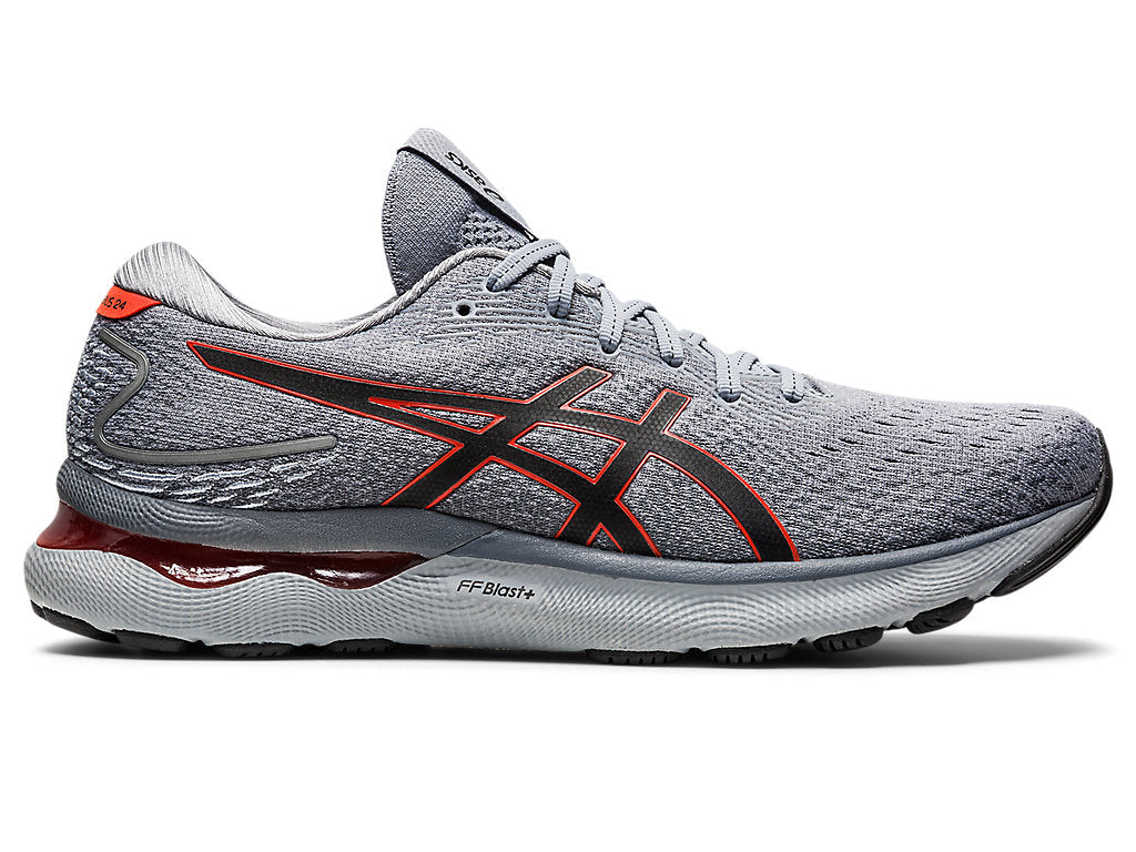 Men's Asics Gel-Nimbus 24, Sheet Rock/Cherry Tomato, 14 2E Wide