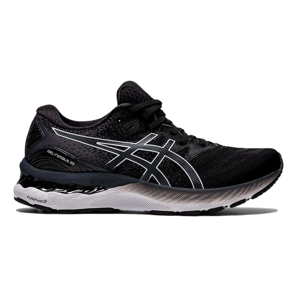 Women's Asics Gel-Nimbus 23, Black/White, 6 B Medium