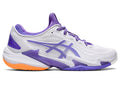 Women's Asics Court FlyteFoam 3, White/Amethyst, 8 B Medium
