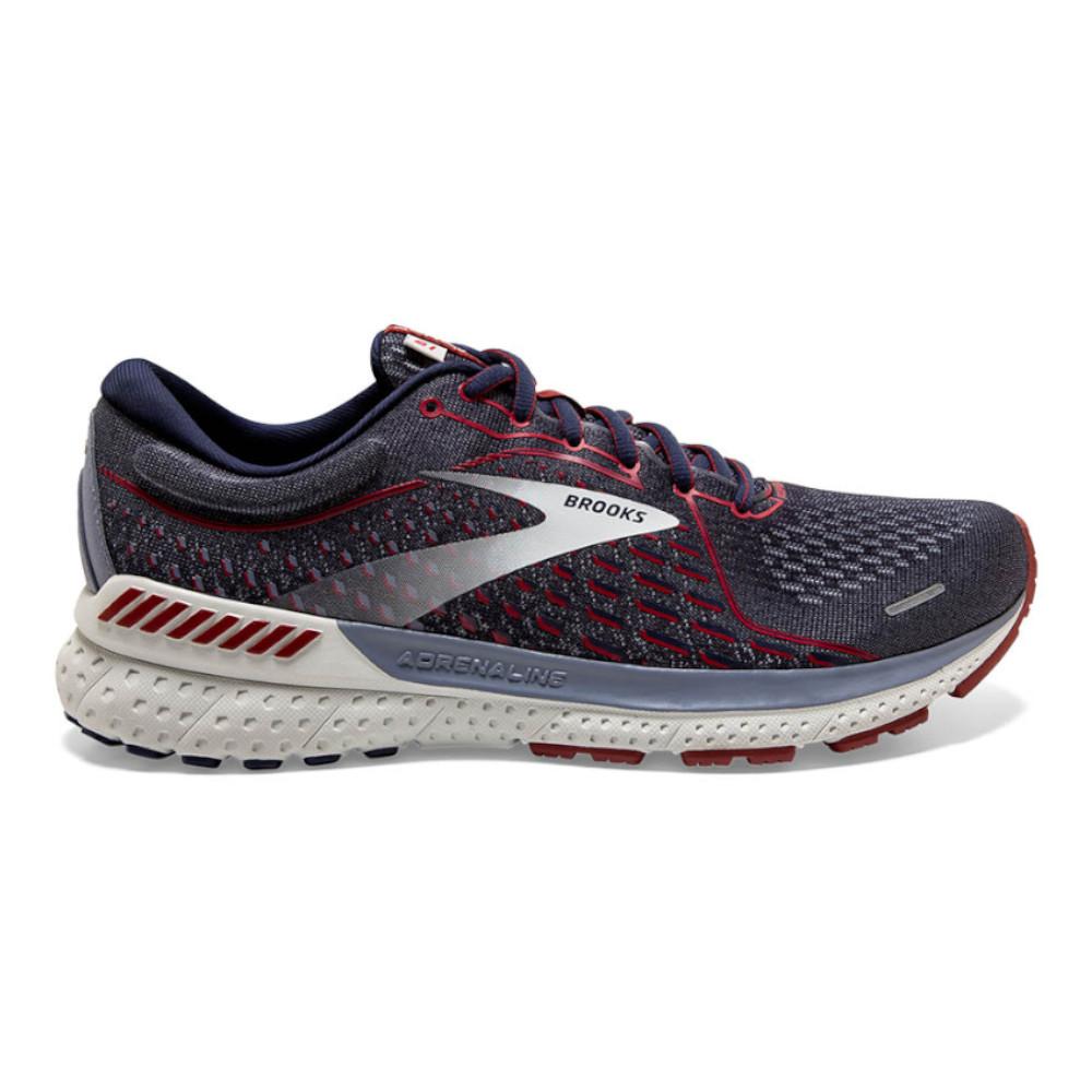 Men's Brooks Adrenaline GTS 21, Peacoat/Grey/Red, 11.5 D Medium