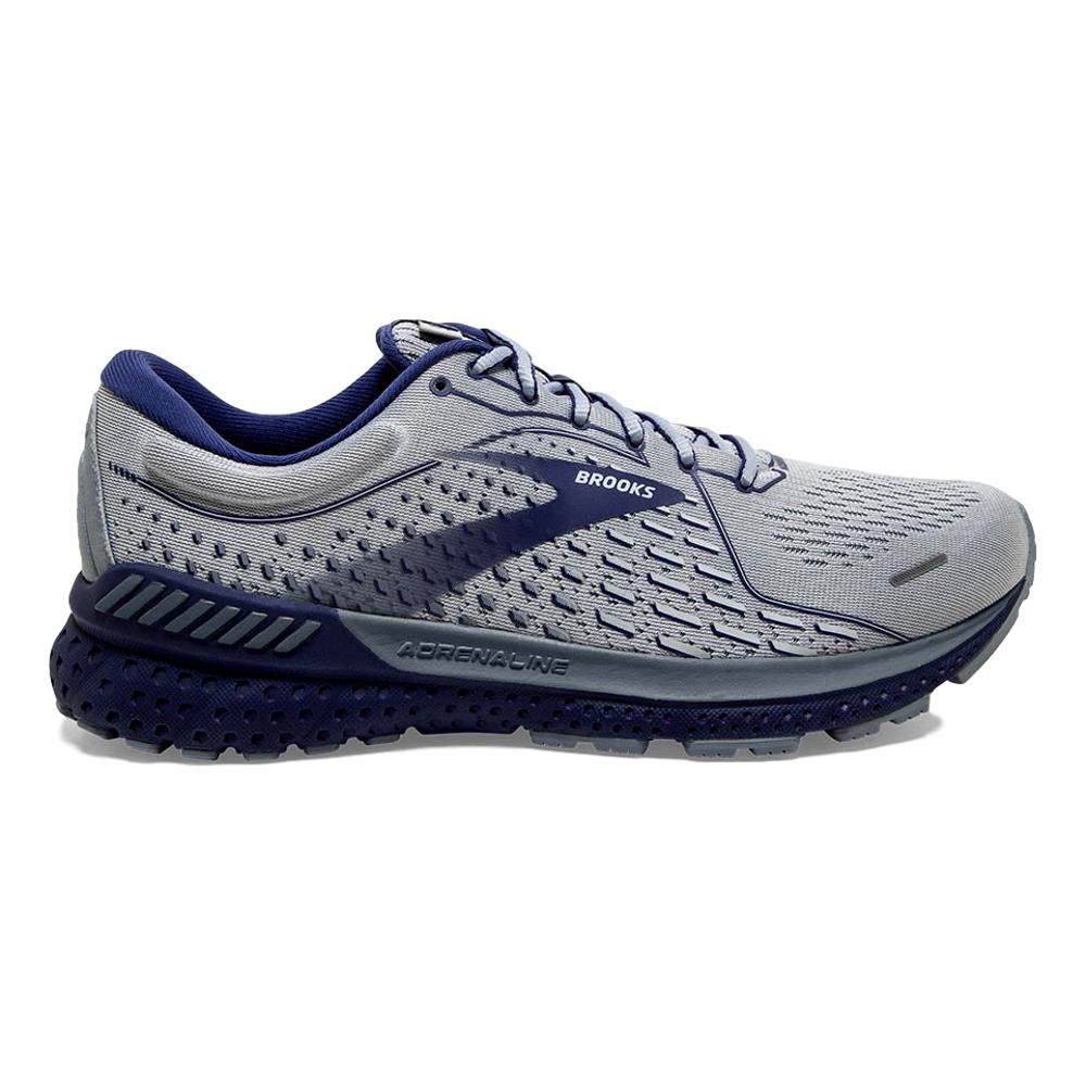 Men's Brooks Adrenaline GTS 21, Grey/Tradewinds/Deep Cobalt, 9.5 D Medium