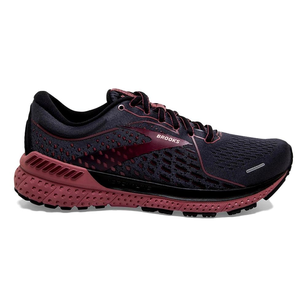Women's Brooks Adrenaline GTS 21, Black/Blackened Pearl/Nocturne, 6 D Wide