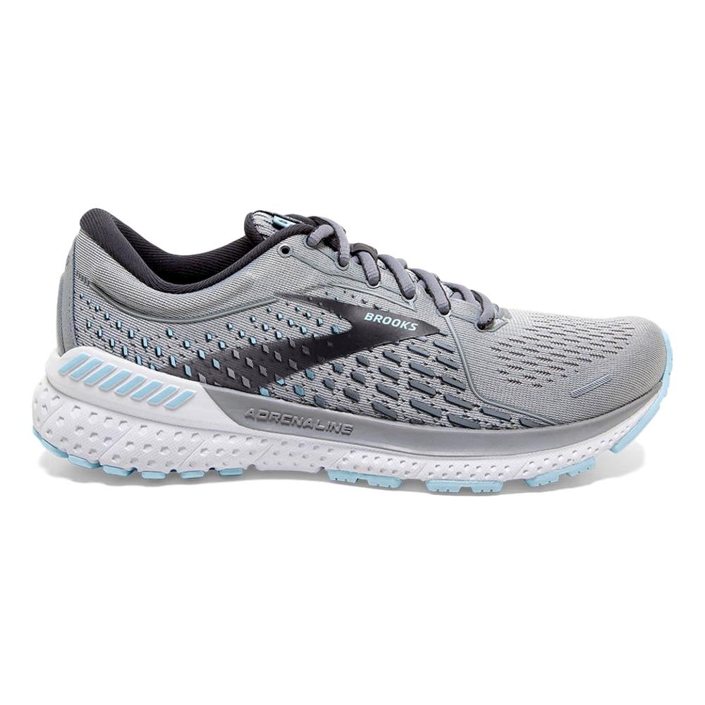 Women's Brooks Adrenaline GTS 21, Oyster/Alloy/Light Blue, 12 D Wide
