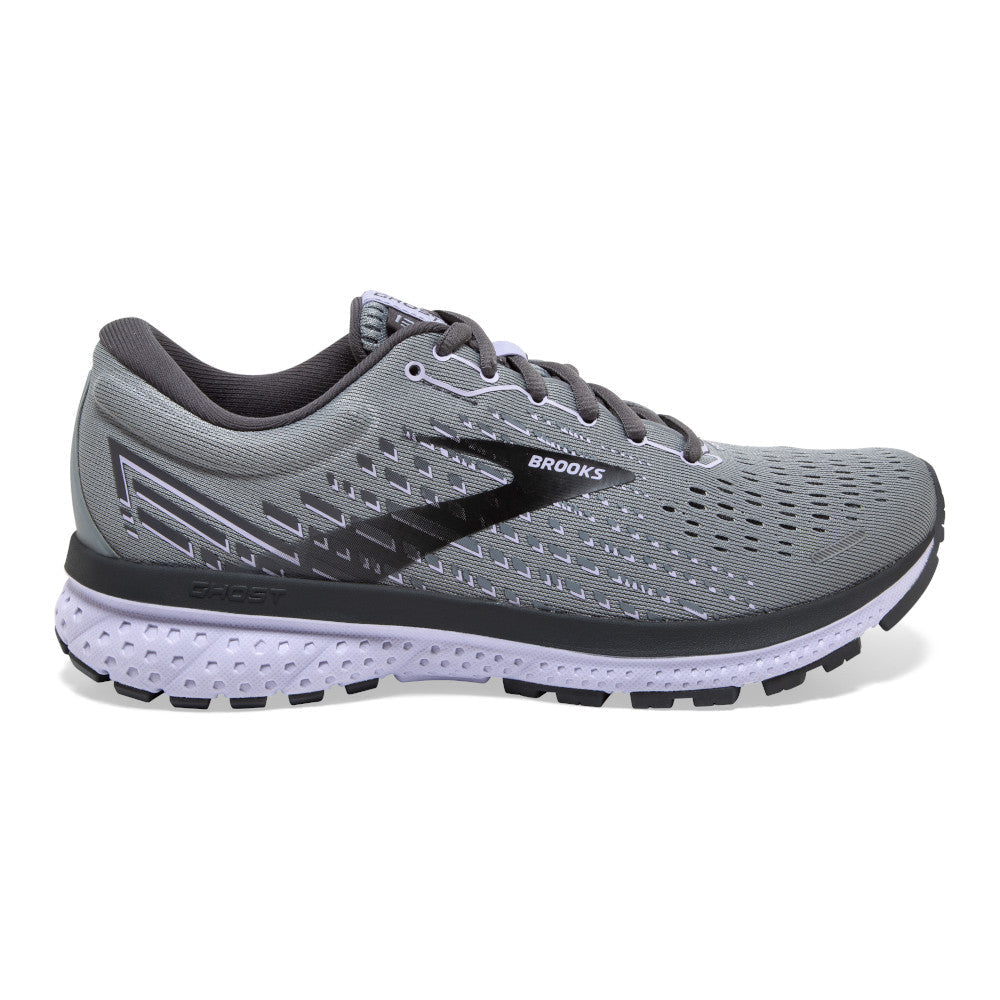 Women's Brooks Ghost 13, Grey/Blackened Pearl/Purple, 8.5 B Medium