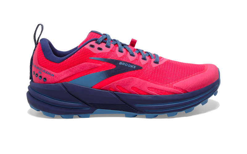 Women's Brooks Cascadia 16, Pink/Flambe/Cobalt, 9.5 B Medium