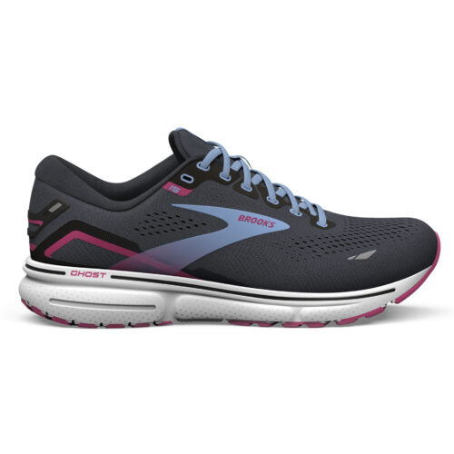 Women's Brooks Ghost 15, Ebony/Open Air/Lilac Rose, 9.5 B Medium