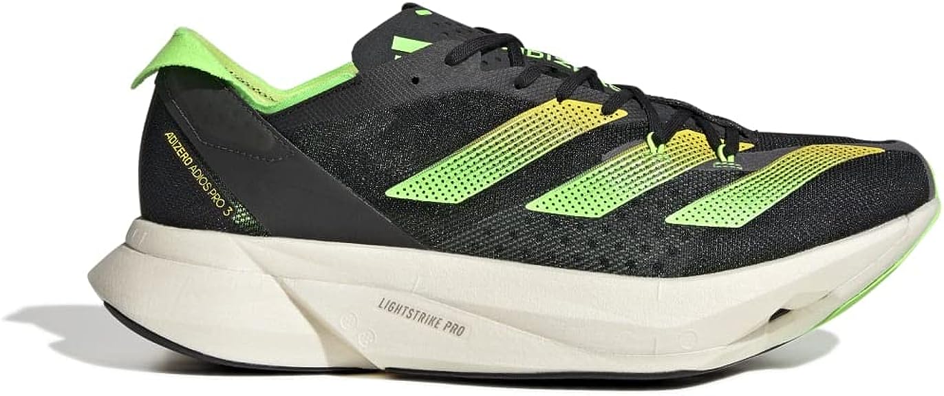 Women's Adidas Adizero Adios Pro 3, Core Black/Beam Yellow/Solar Green, 9.5 B Medium