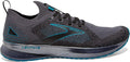 Men's Brooks Levitate StealthFit 5, Black/Ebony/Crystal Teal, 9.5 D Medium