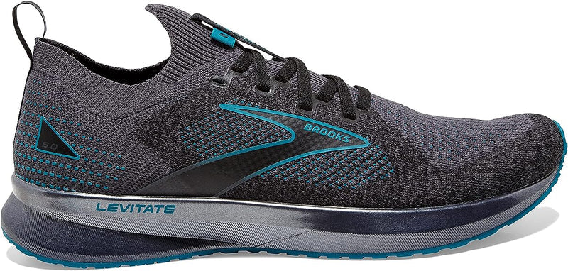 Men's Brooks Levitate StealthFit 5, Black/Ebony/Crystal Teal, 9.5 D Medium