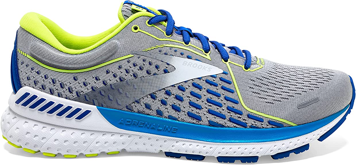 Men's Brooks Adrenaline GTS 21, Grey/White/Indigo, 10 Medium