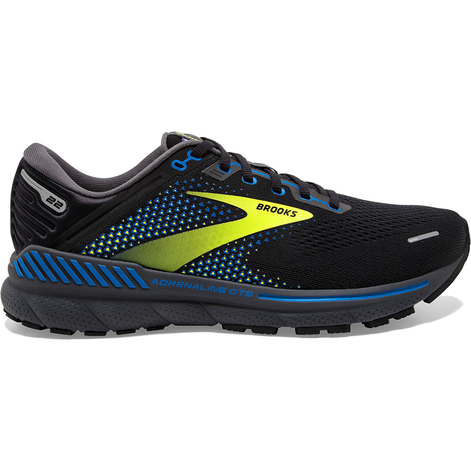 Men's Brooks Adrenaline GTS 22, Black/Blue/Nightlife, 9 D Medium