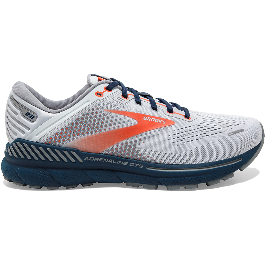 Men's Brooks Adrenaline GTS 22, Arctic/Red/Titan, 7.5 D Medium