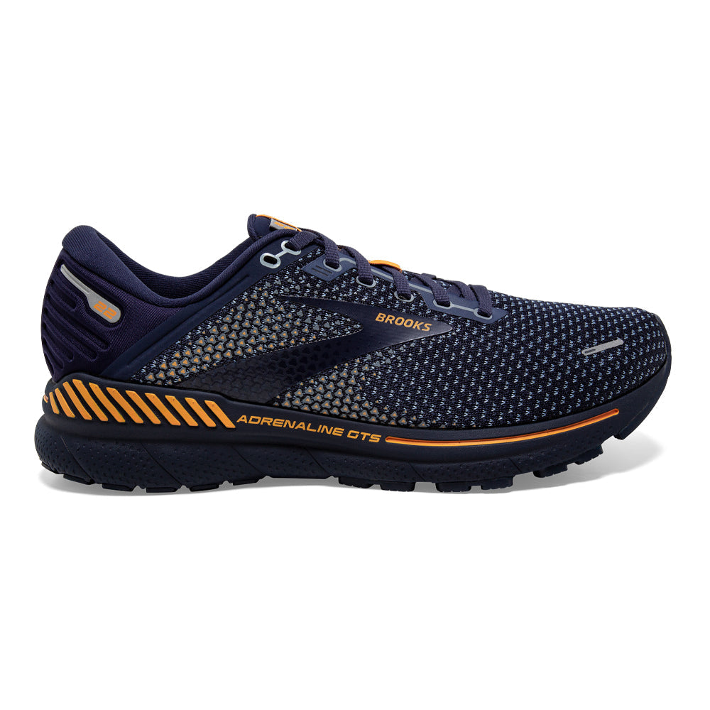 Men's Brooks Adrenaline GTS 22, Peacoat/Grey/Sunflower, 13 D Medium