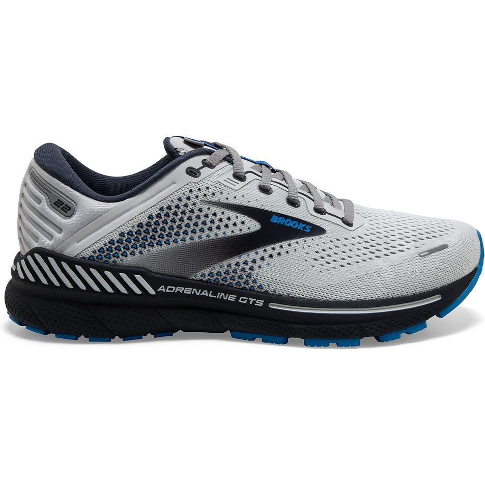 Men's Brooks Adrenaline GTS 22, Oyster/India Ink/Blue, 12 D Medium