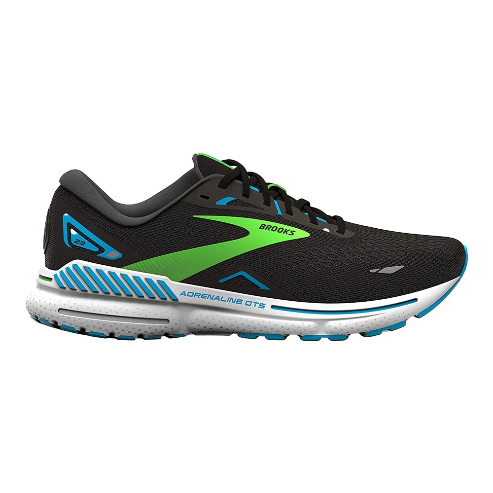 Men's Brooks Adrenaline GTS 23, Black/Hawaiian Ocean/Green, 9.5 4E Extra Wide