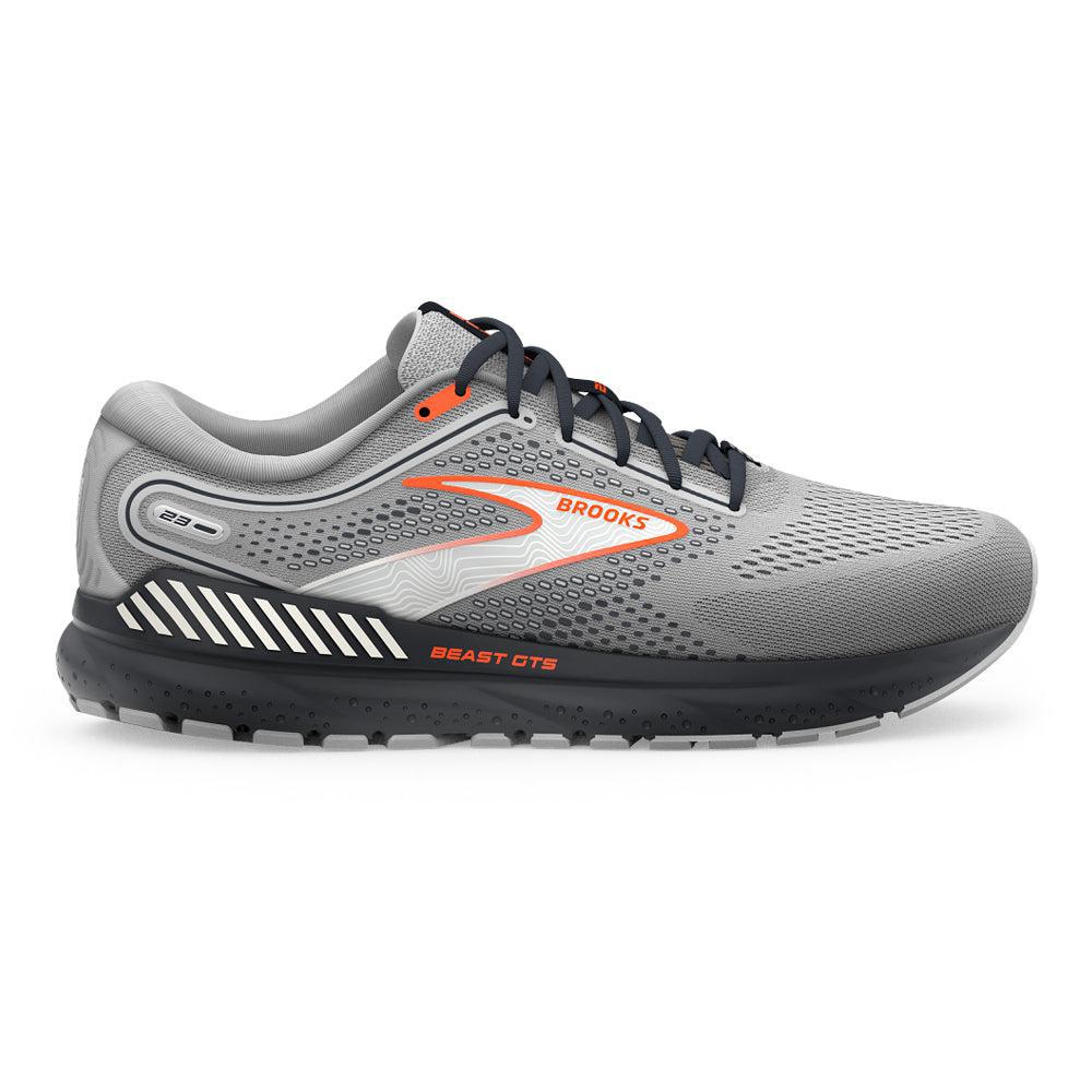Men's Brooks Beast GTS 23, Grey/Scarlet/Ebony, 10 2E Wide