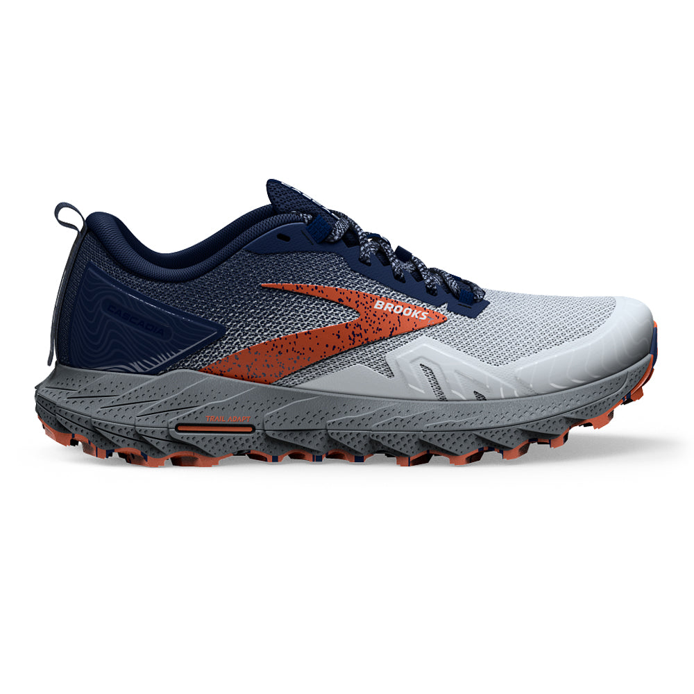 Men's Brooks Cascadia 17, Blue/Navy/Firecracker, 11.5 2E Wide