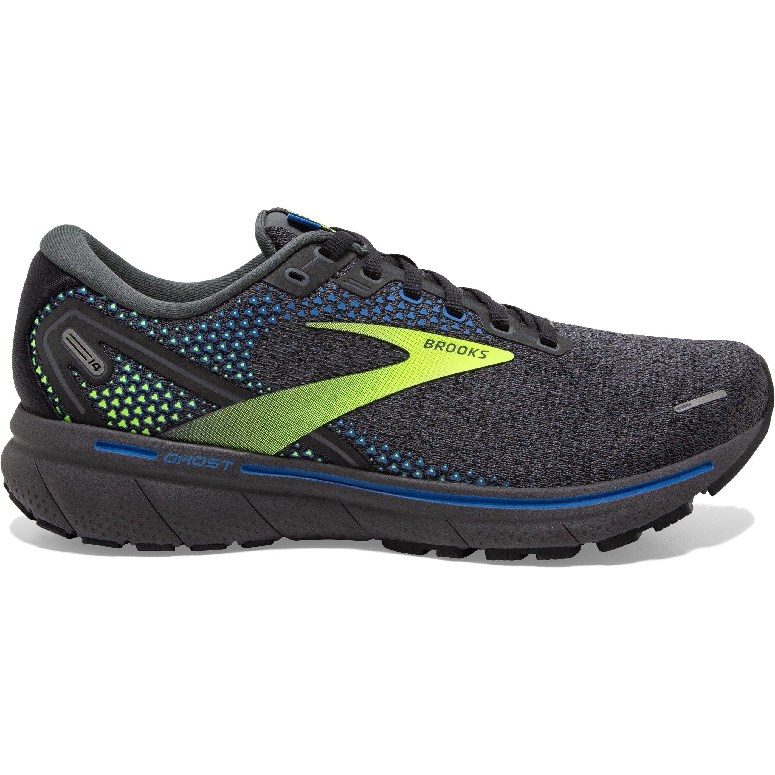 Men's Brooks Ghost 14, Black/Blue/Nightlife, 11.5 D Medium
