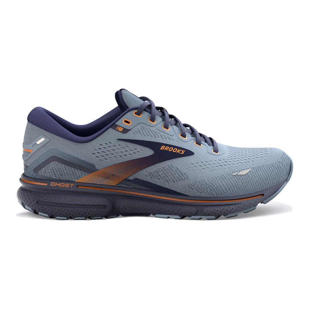 Men's Brooks Ghost 15, Flintstone/Peacoat/Oak, 10.5 2E Wide