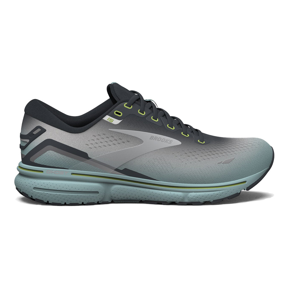 Men's Brooks Ghost 15, Grey/Oyster/Cloud Blue, 14 D Medium