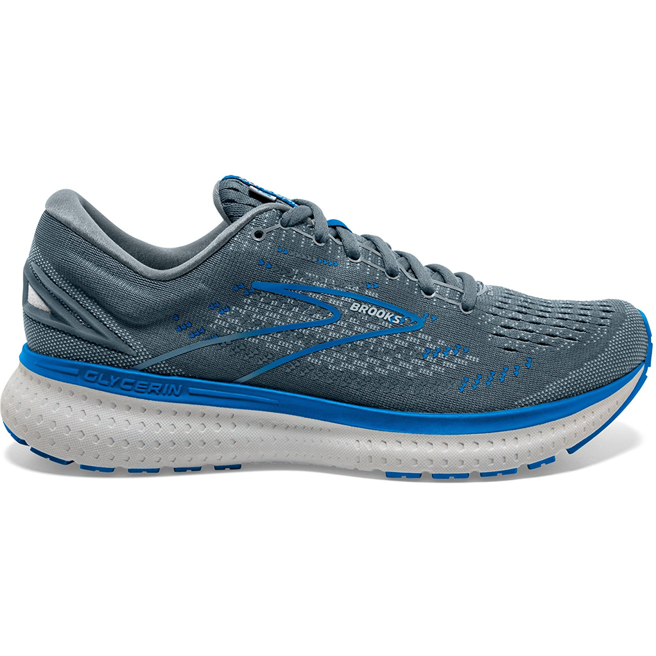 Men's Brooks Glycerin 19, Quarry/Grey/Dark Blue, 12 D Medium