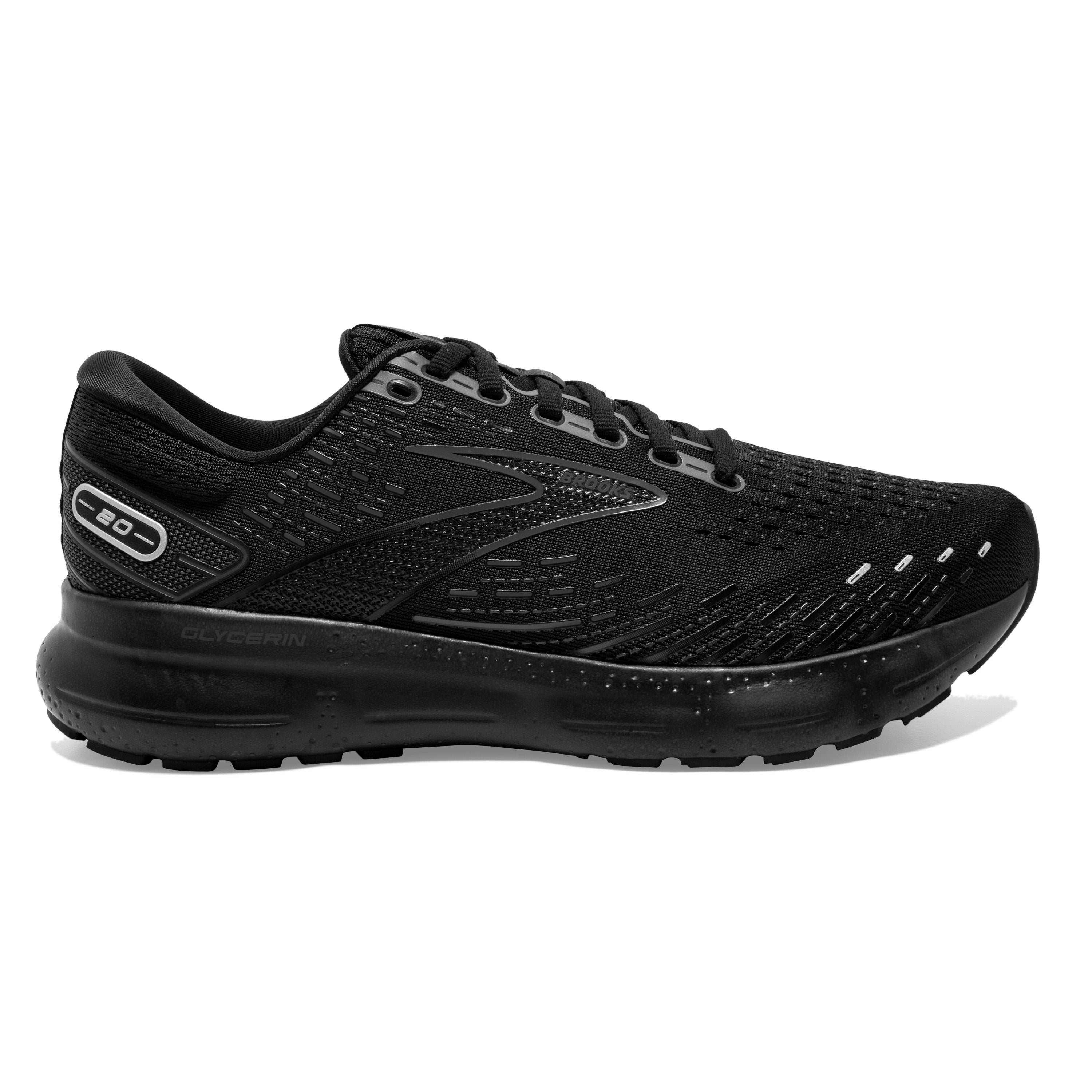Men's Brooks Glycerin 20, Black/Black/Ebony, 11.5 D Medium