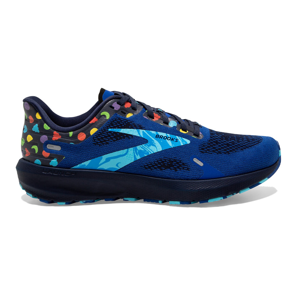 Men's Brooks Launch 9, Blue/Peacoat/Yellow, 15 D Medium