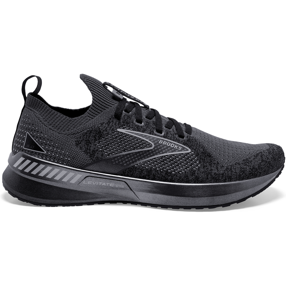 Men's Brooks Levitate Stealthfit GTS 5, Black/Ebony/Grey, 11 D Medium