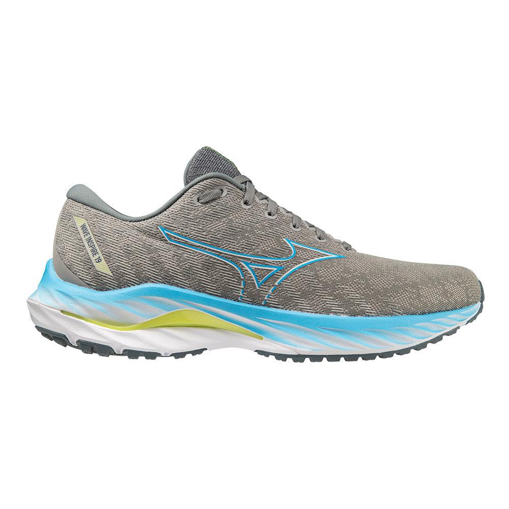 Men's Mizuno Wave Inspire 19, Ghost Grey-Jet Blue, 10.5 D Medium
