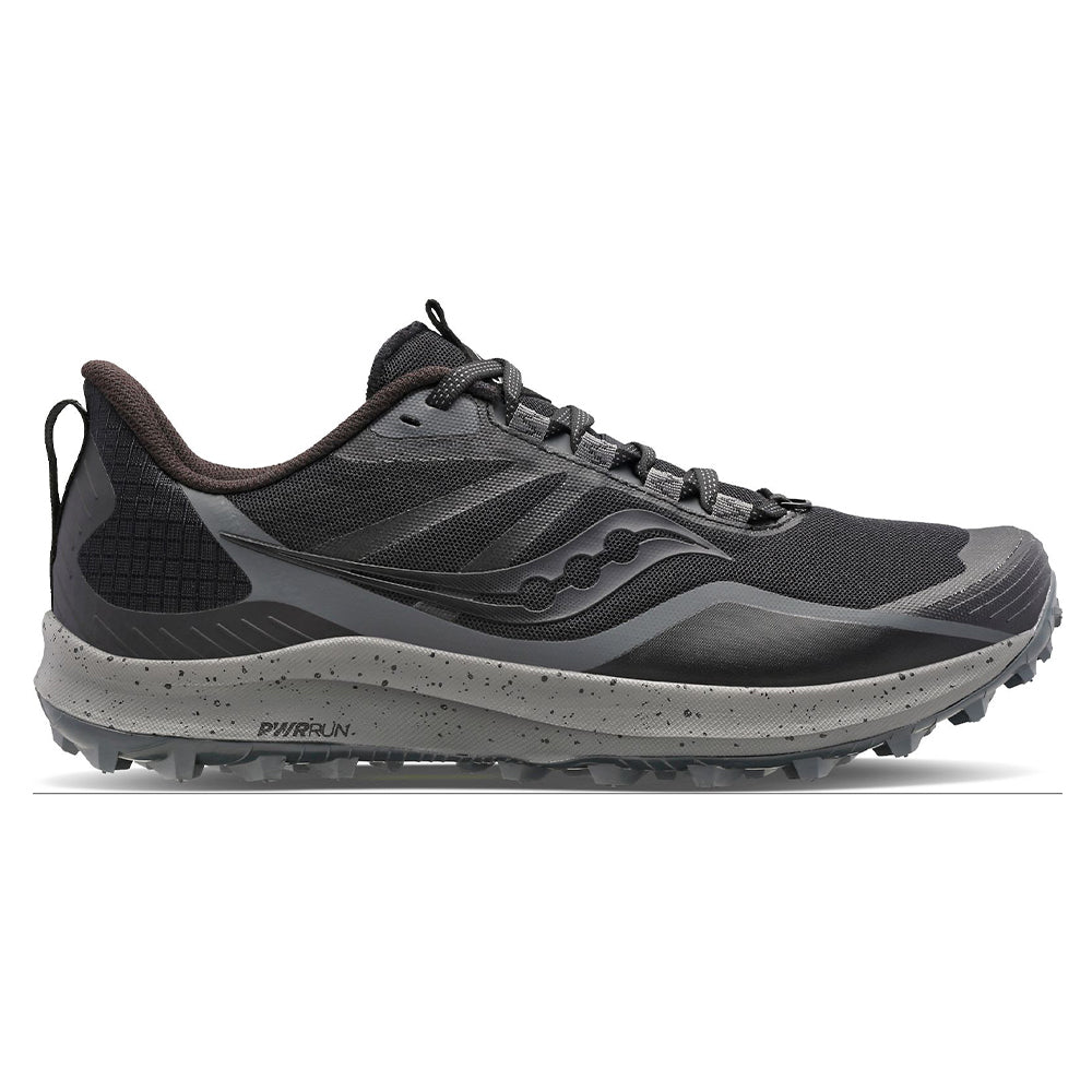 Men's Saucony Peregrine 12, Black/Charcoal, 11 2E Wide