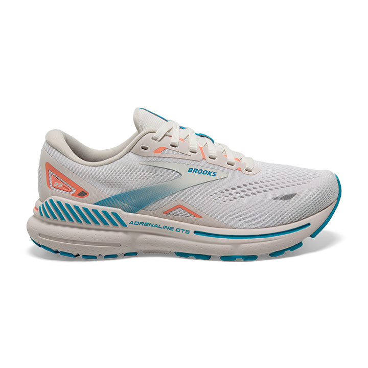 Women's Brooks Adrenaline GTS 23, Coconut/Papaya/Blue, 10.5 B Medium