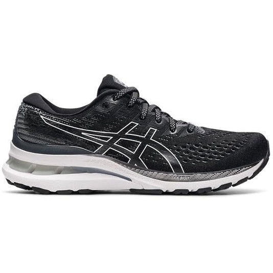 Women's Asics Gel-Kayano 28, Black/White, 8 D Wide