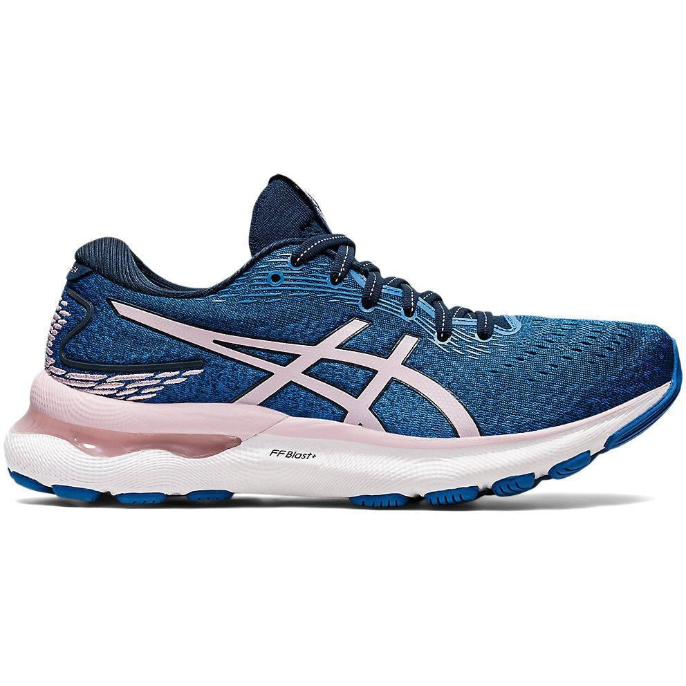 Women's Asics Gel-Nimbus 24, French Blue/Barely Rose, 8.5 B Medium