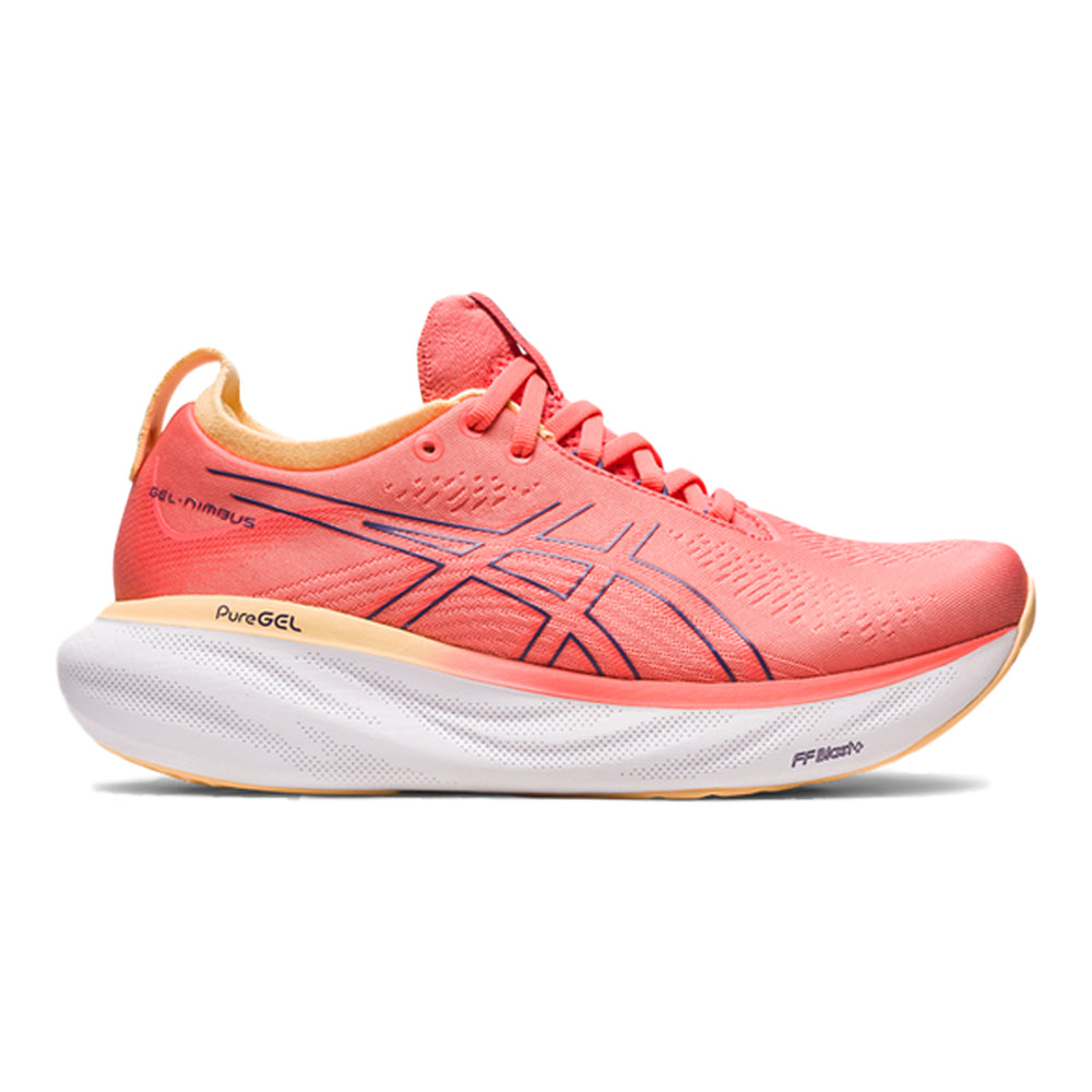 Women's Asics Gel-Nimbus 25, PAPAYA/DUSTY PURPLE, 12 B Medium