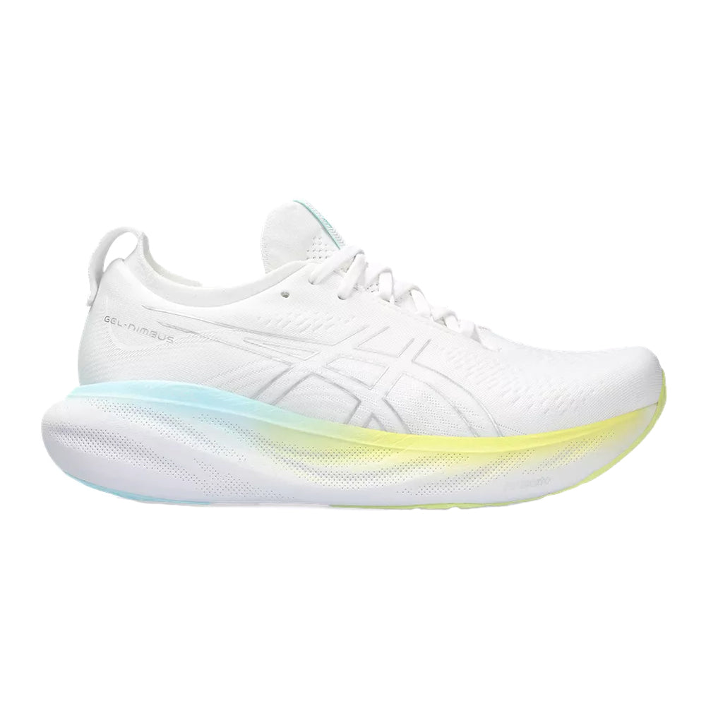 Women's Asics Gel-Nimbus 25, White/Pure Silver, 9.5 B Medium
