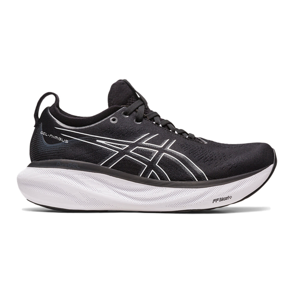 Women's Asics Gel-Nimbus 25, Black/Pure Silver, 8 B Medium