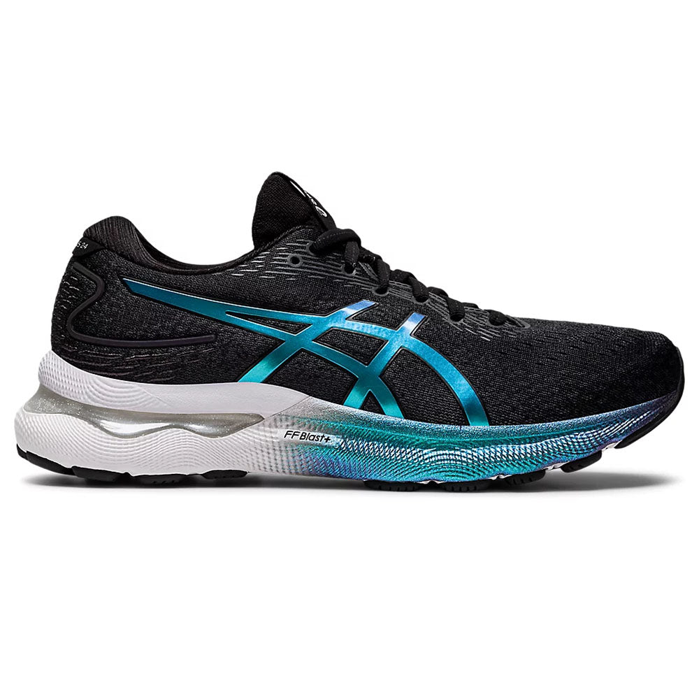 Women's Asics Gel-Nimbus 24 Platinum, Black/Black, 7 B Medium