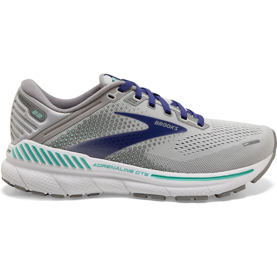 Women's Brooks Adrenaline GTS 22, Alloy/Blue/Green, 8.5 2E Extra Wide