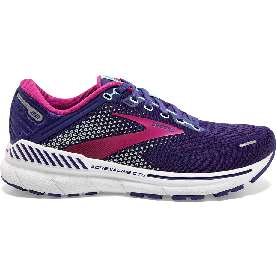 Women's Brooks Adrenaline GTS 22, Navy/Yucca/Pink, 10.5 B Medium