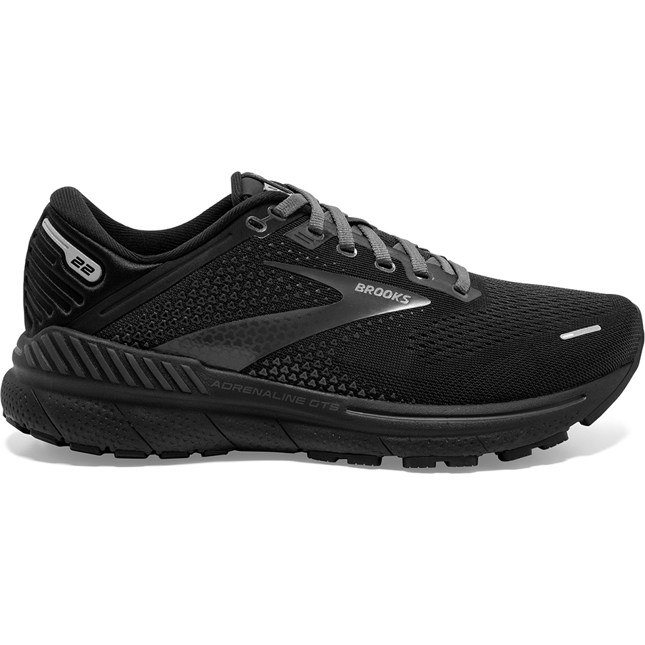 Women's Brooks Adrenaline GTS 22, Black/Black/Ebony, 6 D Wide