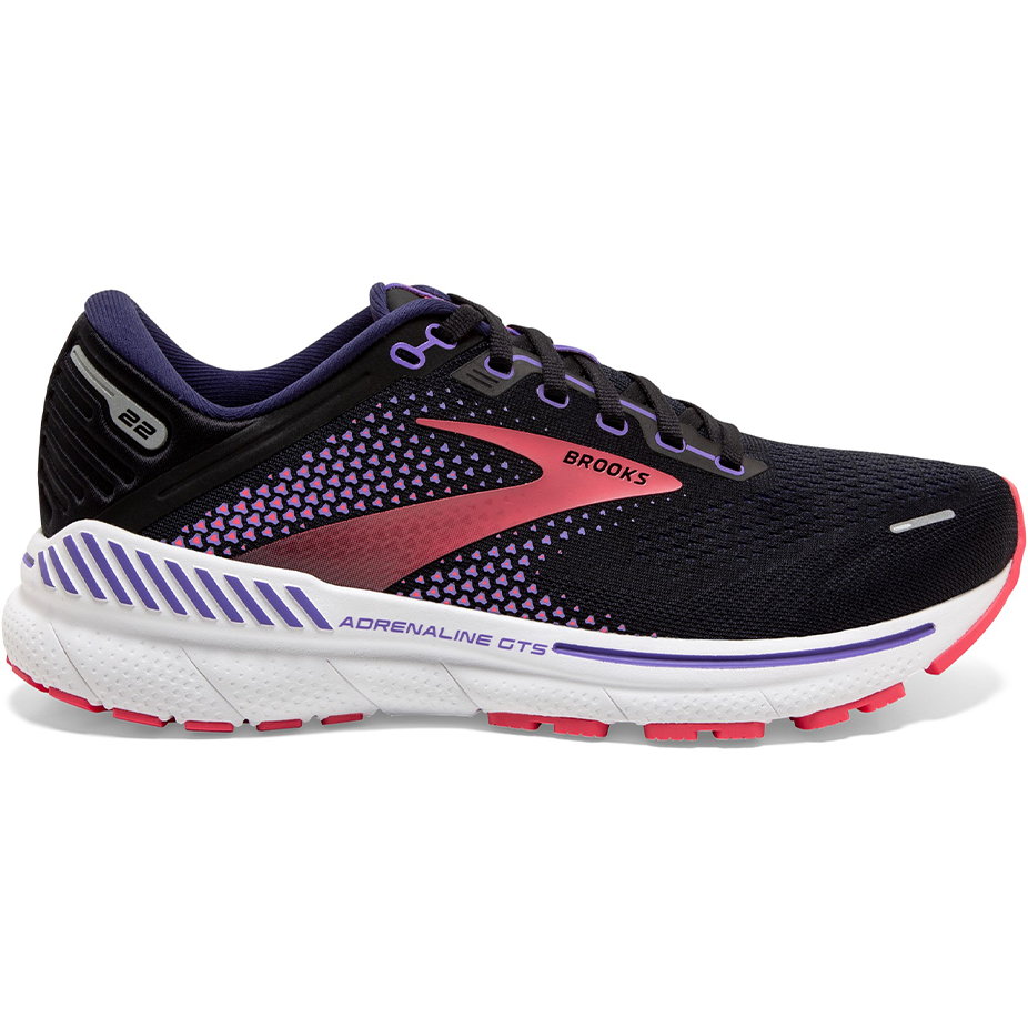 Women's Brooks Adrenaline GTS 22, Black/Purple/Coral, 9.5 B Medium