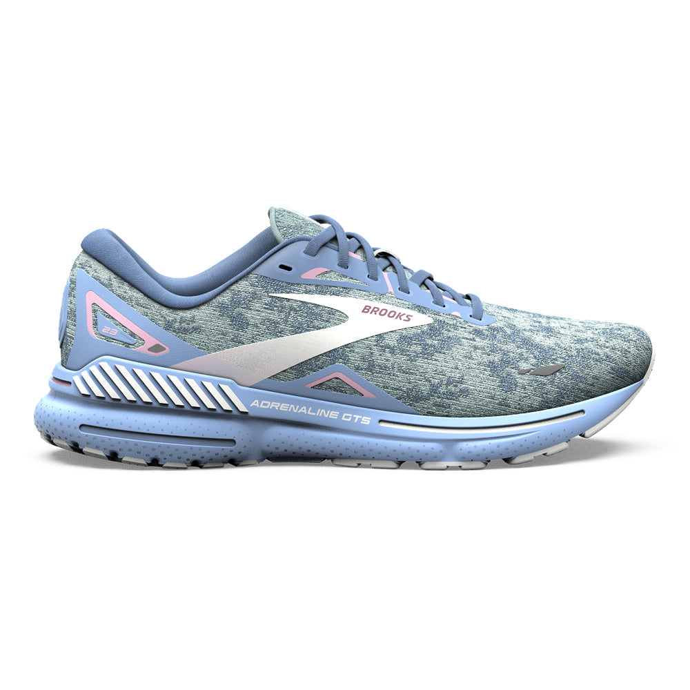 Women's Brooks Adrenaline GTS 23, Blue/Open Air/Pink, 7.5 B Medium