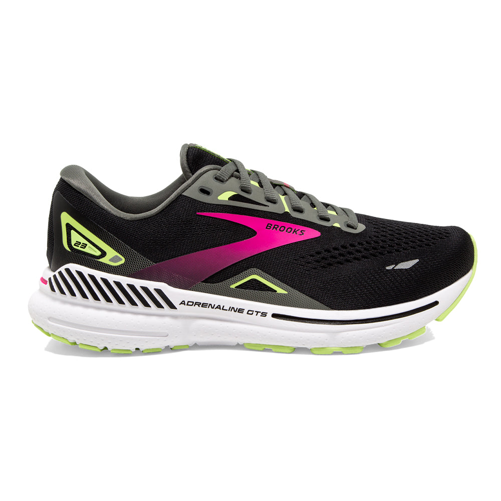 Women's Brooks Adrenaline GTS 23, Black/Gunmetal/Sharp Green, 11 2A Narrow