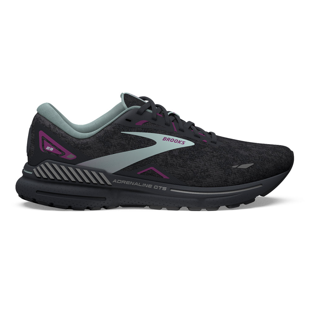 Women's Brooks Adrenaline GTS 23, Black/Light Blue/Purple, 12 B Medium