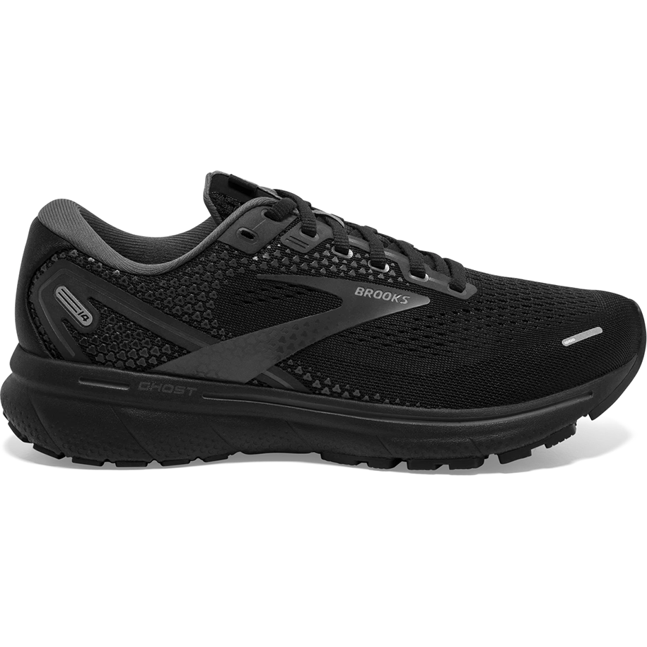 Women's Brooks Ghost 14, Black/Black/Ebony, 9.5 2A Narrow