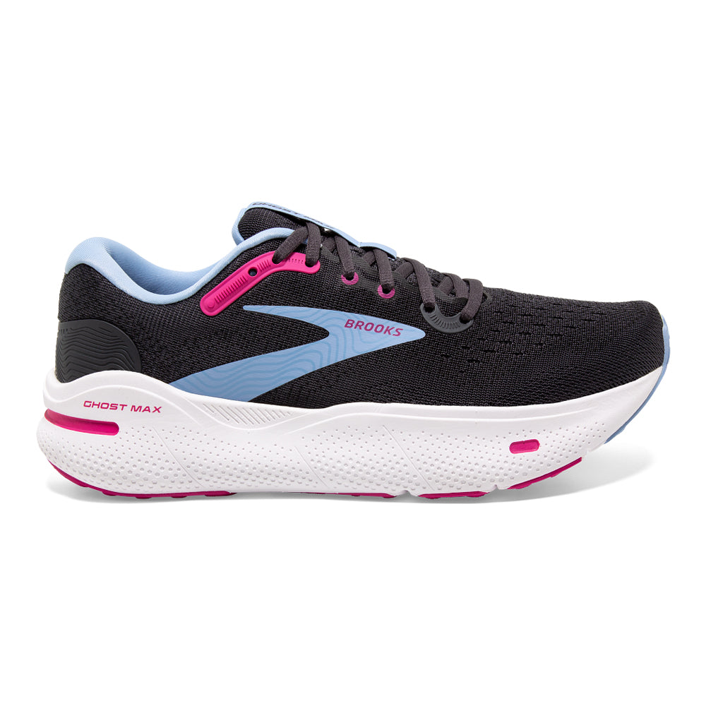 Women's Brooks Ghost Max, Ebony/Open Air/Lilac Rose, 8 B Medium