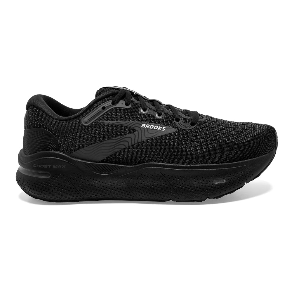 Women's Brooks Ghost Max, Black/Black/Ebony, 9.5 2E Extra Wide