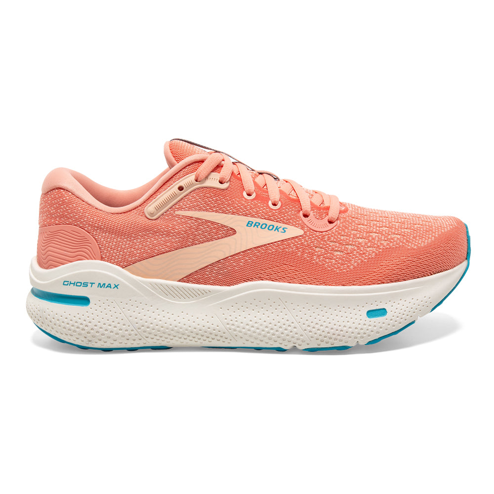Women's Brooks Ghost Max, Papaya/Apricot/Blue, 7 B Medium