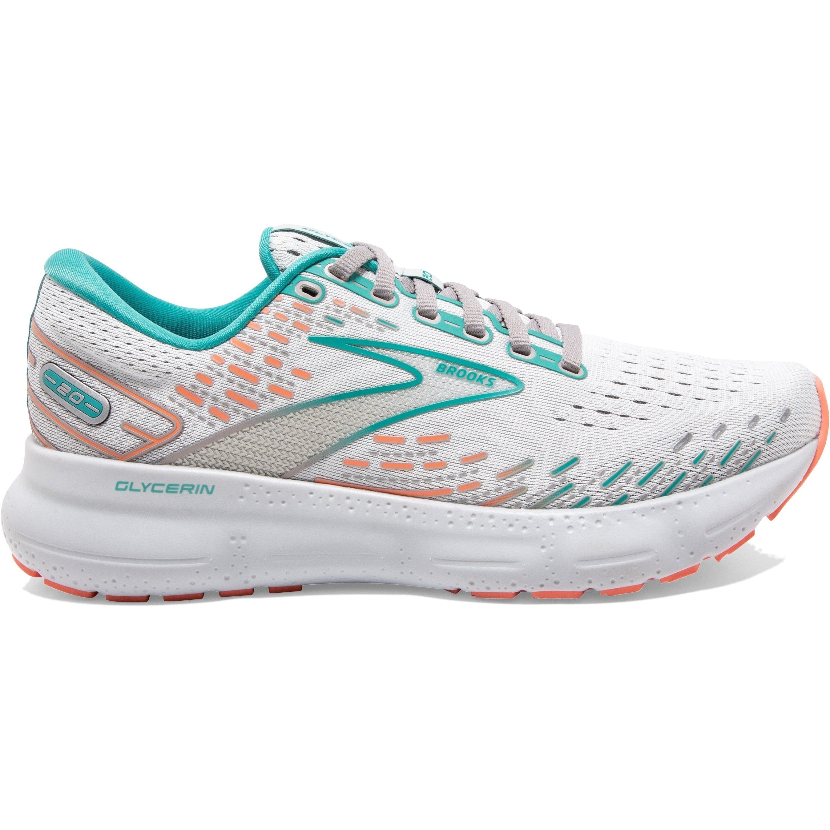 Women's Brooks Glycerin 20, Oyster/Latigo Bay/Coral, 11 D Wide